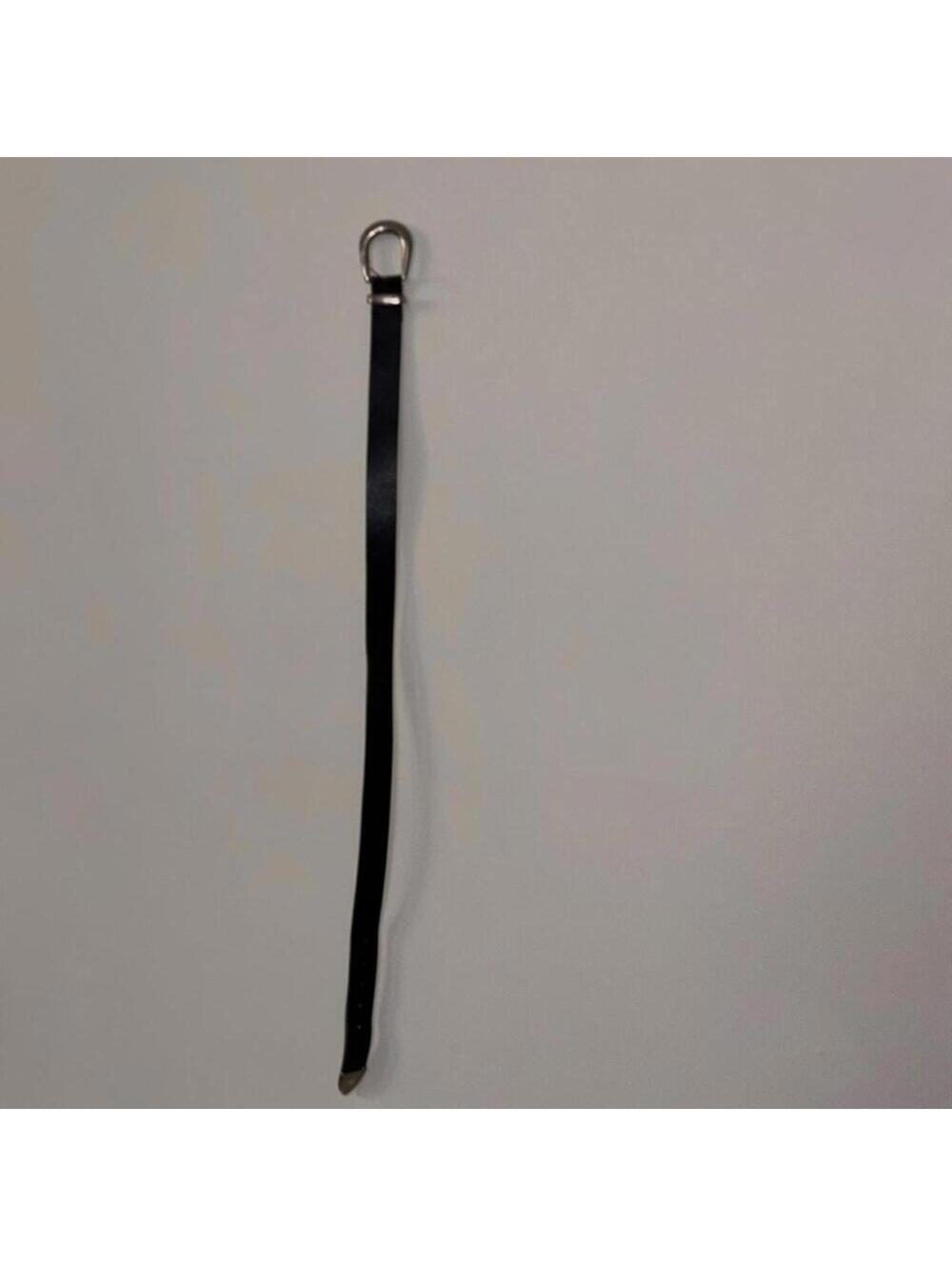 Amiee Lynn Black Genuine Leather Belt Silver Color Metal Minimal Neutral